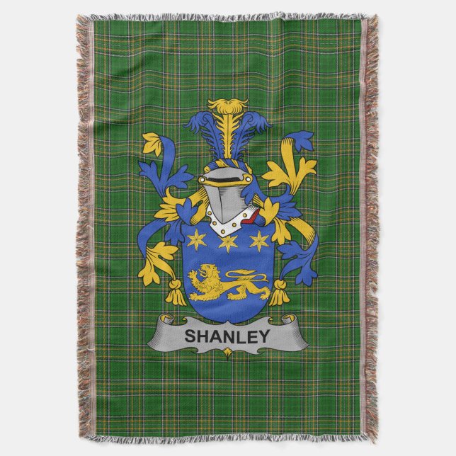  Irish Shanley or McShanly Coat of Arms Family Cre Throw Blanket (Front Vertical)