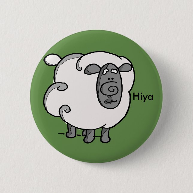 Irish sheep says hiya button (Front)