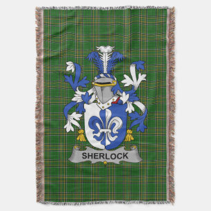  Irish Sherlock Coat of Arms Family Crest Ireland Throw Blanket