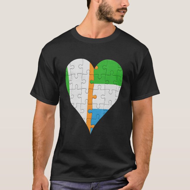 Irish Sierra Leonean Flag Heart T-Shirt (Front)