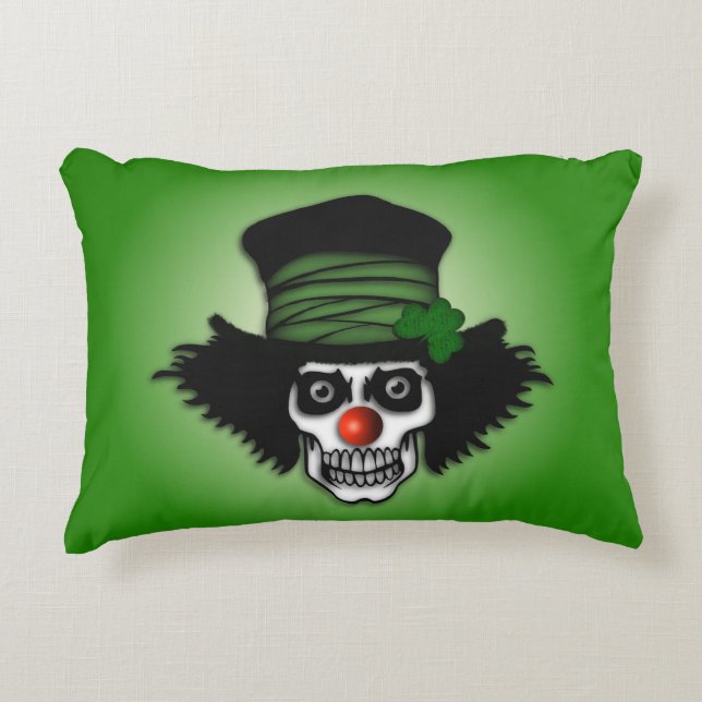 Irish Skeleton Clown Green Accent Pillow (Front)