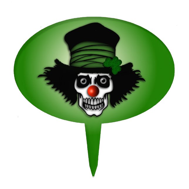 Irish Skeleton Clown Green Cake Topper (Front)