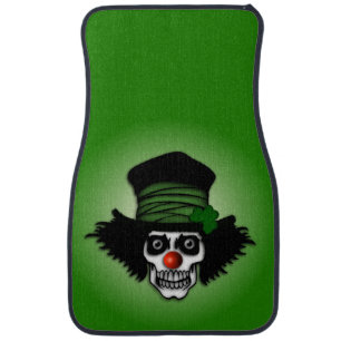 Irish Skeleton Clown Green Car Floor Mat