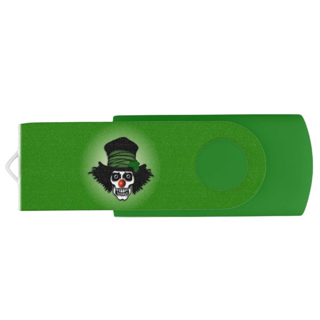 Irish Skeleton Clown Green Flash Drive (Back)