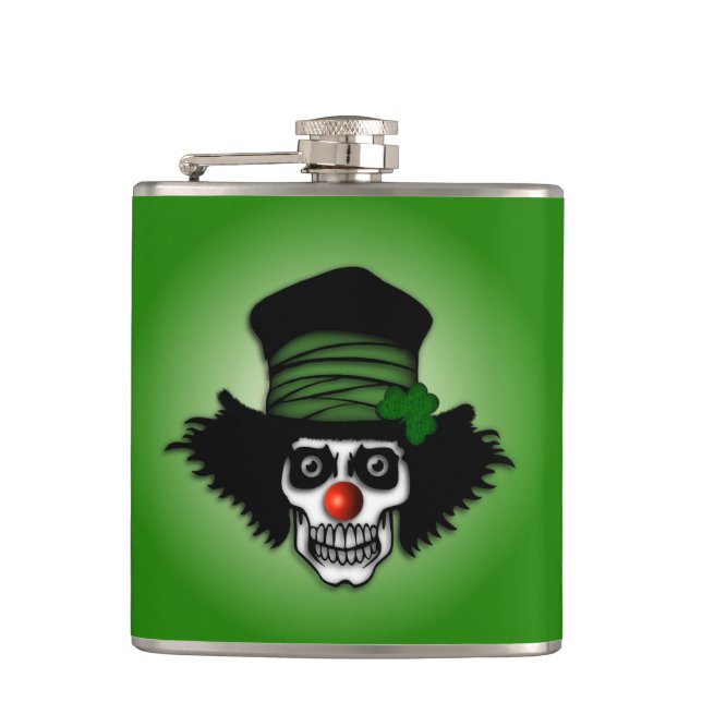 Irish Skeleton Clown Green Flask (Front)