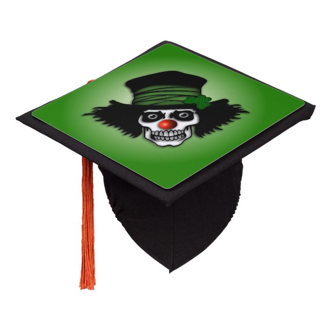 Irish Skeleton Clown Green Graduation Cap Topper (Angled)