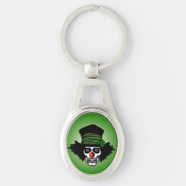 Irish Skeleton Clown Green Keychain (Front)