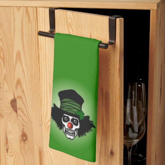 Irish Skeleton Clown Green  Kitchen Towel (Thirds Fold)