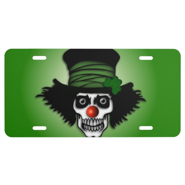 Irish Skeleton Clown Green License Plate (Front)