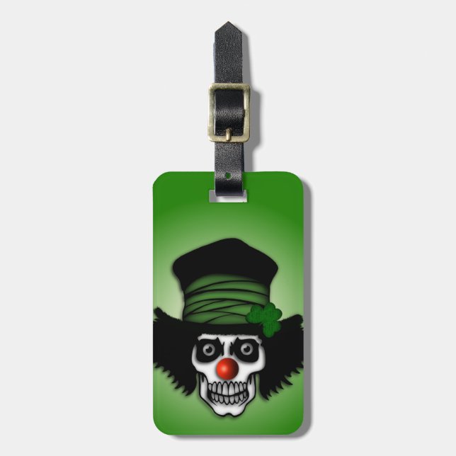 Irish Skeleton Clown Green Luggage Tag (Front Vertical)