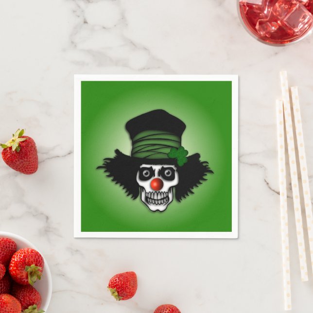 Irish Skeleton Clown Green Napkins (Insitu)