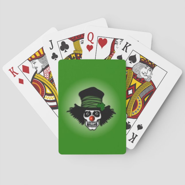 Irish Skeleton Clown Green Poker Cards (Back)