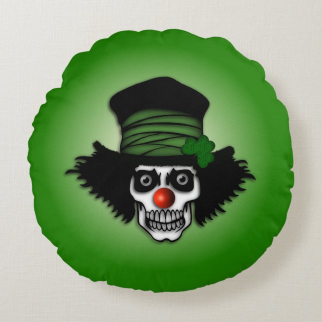 Irish Skeleton Clown Green Round Pillow (Front)