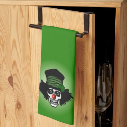 Irish Skeleton Clown Green Throw Pillow