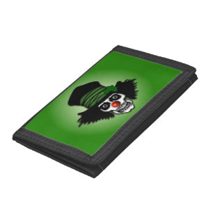 Irish Skeleton Clown Green Tri-fold Wallet