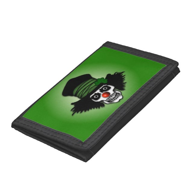 Irish Skeleton Clown Green Trifold Wallet (Bottom)