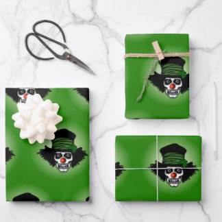 Irish Skeleton Clown Green Wrapping Paper Sheets