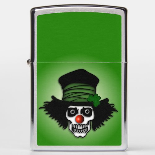 Irish Skeleton Clown Green Zippo Lighter