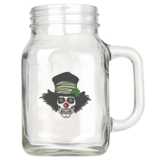 Irish Skeleton Clown Mason Jar