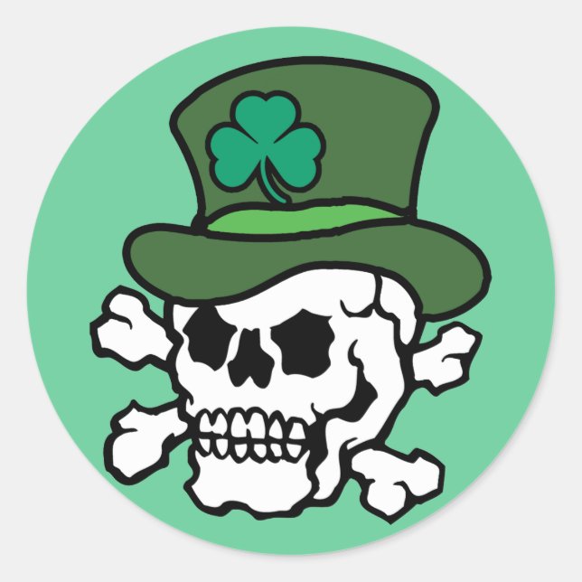 Irish Skull Classic Round Sticker (Front)