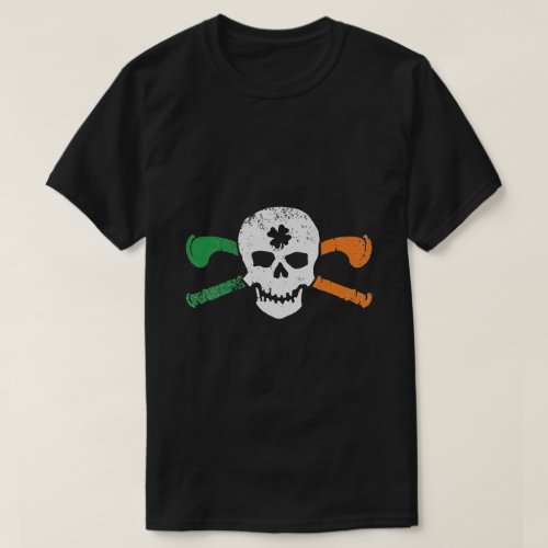 Irish Skull  Cross Shillelagh Clubs Shamrock T_Shirt