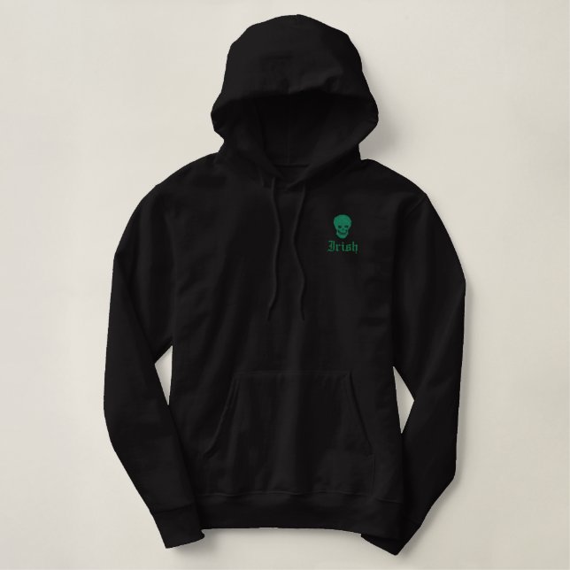 Irish  Skull Embroidered Hoodie (Design Front)