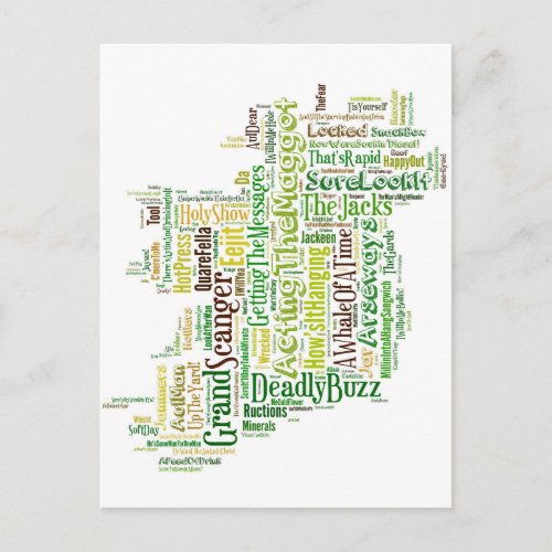 Irish Slang Map Postcard