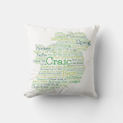 Irish Slang Map Throw Pillow