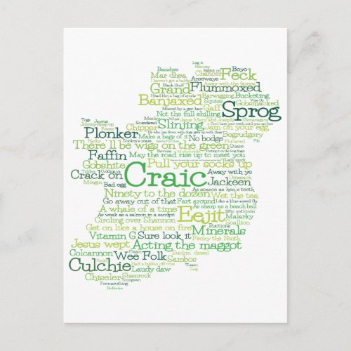 Irish Slang Word Art Map Postcard
