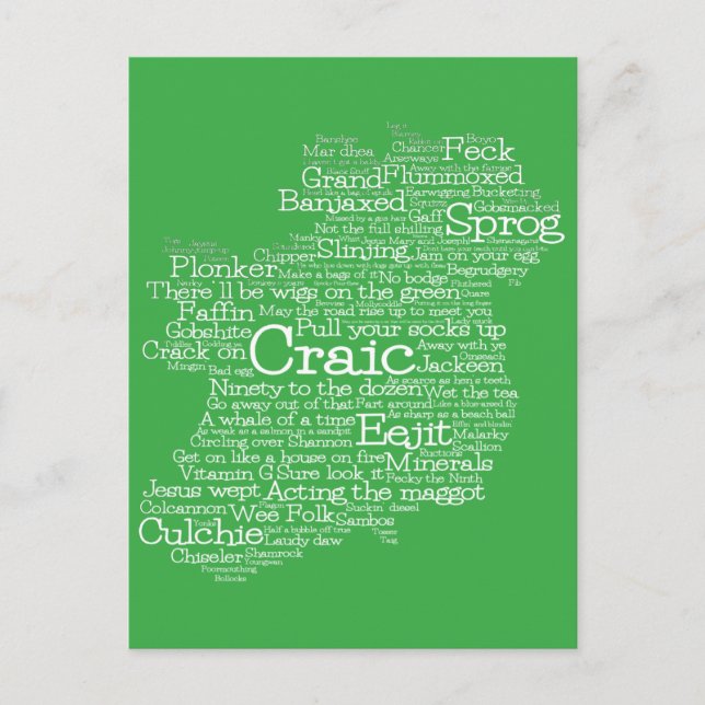Irish Slang Word Art Map Postcard (Front)