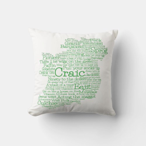 Irish Slang Word Art Map Throw Pillow