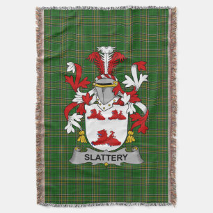  Irish Slattery or O_Slattery Coat of Arms Family  Throw Blanket