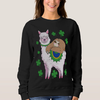 Irish Sloth Llama Shamrock St Patricks Day Animal Sweatshirt