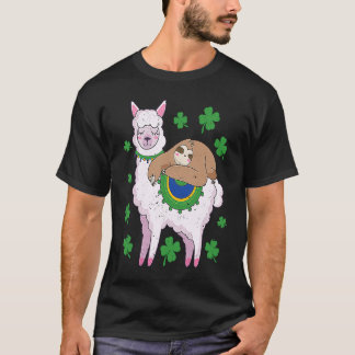 Irish Sloth Llama Shamrock St Patricks Day Animal T-Shirt