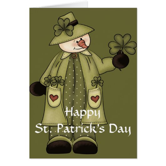 Irish Snowman d3 St. Patrick's Day Greeting Card (Front)