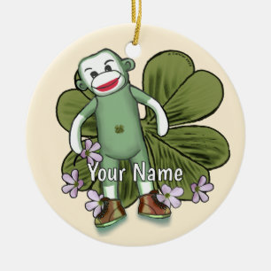 Irish Sock Monkey Ceramic Ornament