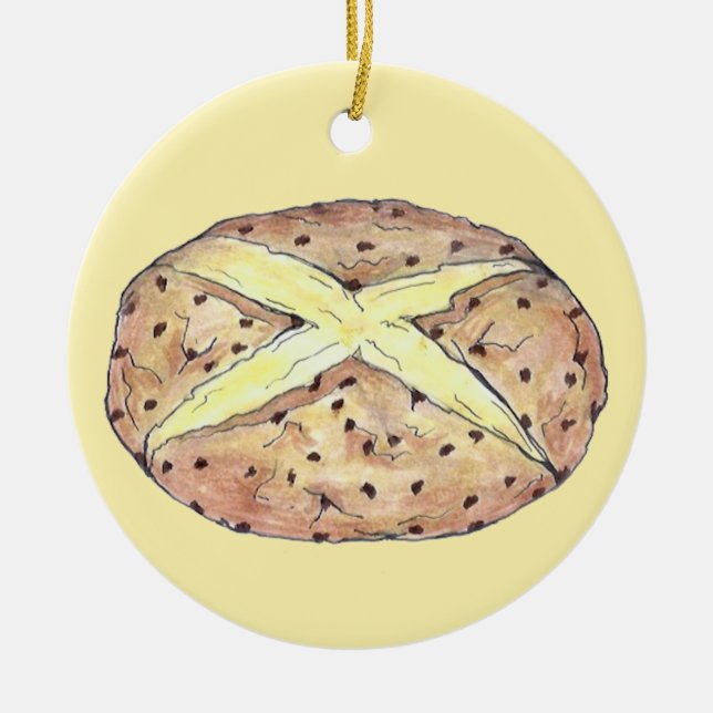 Irish Soda Bread Loaf Saint Patrick's Day Baking Ceramic Ornament (Front)