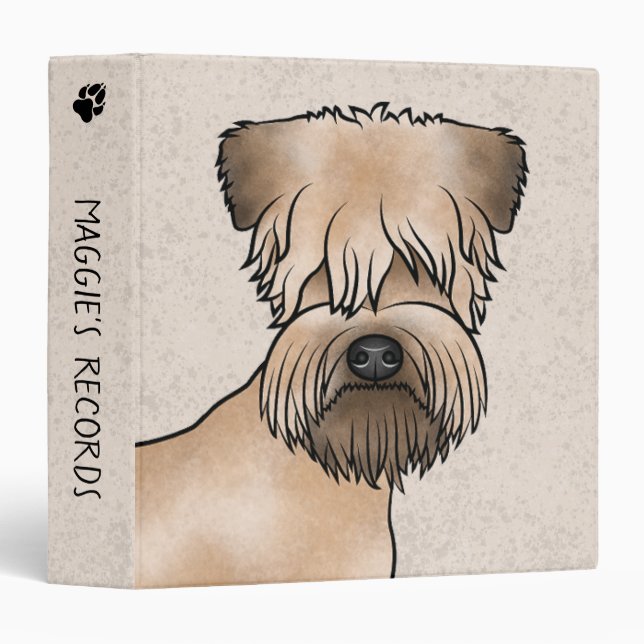 Irish Soft-Coated Wheaten Terrier Cartoon Dog Head 3 Ring Binder (Front/Spine)