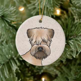 Irish Soft-Coated Wheaten Terrier Cartoon Dog Head Ceramic Ornament