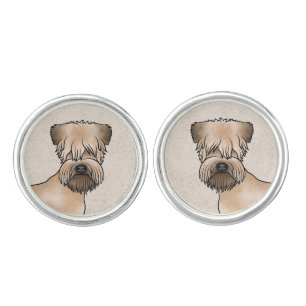 Irish Soft-Coated Wheaten Terrier Cartoon Dog Head Cufflinks