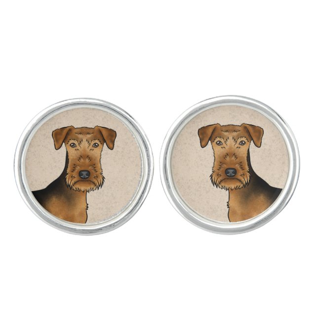 Irish Soft-Coated Wheaten Terrier Cartoon Dog Head Cufflinks (Front)
