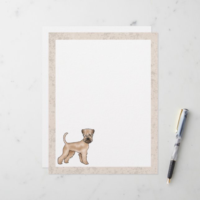 Irish Soft-Coated Wheaten Terrier Cute Cartoon Dog Letterhead (Front/Back In Situ)