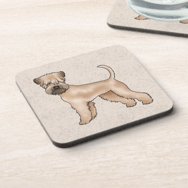 Irish Soft-Coated Wheaten Terrier Cute Dog Beige Beverage Coaster (Left Side)