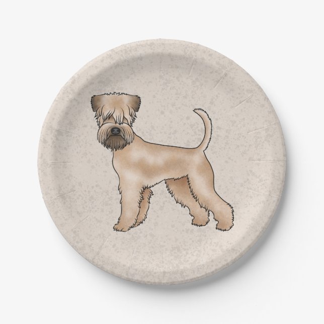 Irish Soft-Coated Wheaten Terrier Cute Dog Beige Paper Plates (Front)