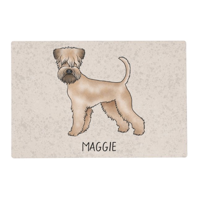 Irish Soft-Coated Wheaten Terrier Dog And Pet Name Placemat (Front)