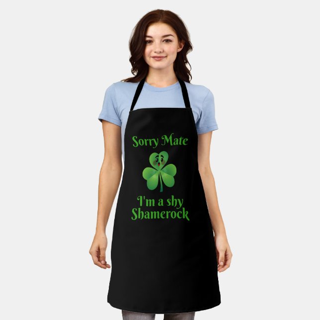Irish - Sorry Mate I'm A Shy Shamrock Apron (Worn)