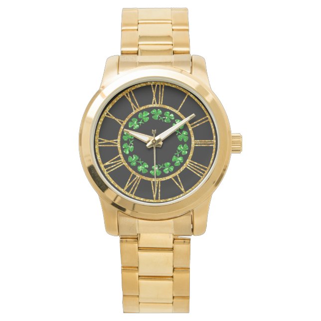 Irish Spirit Green Shamrocks Watch (Front)