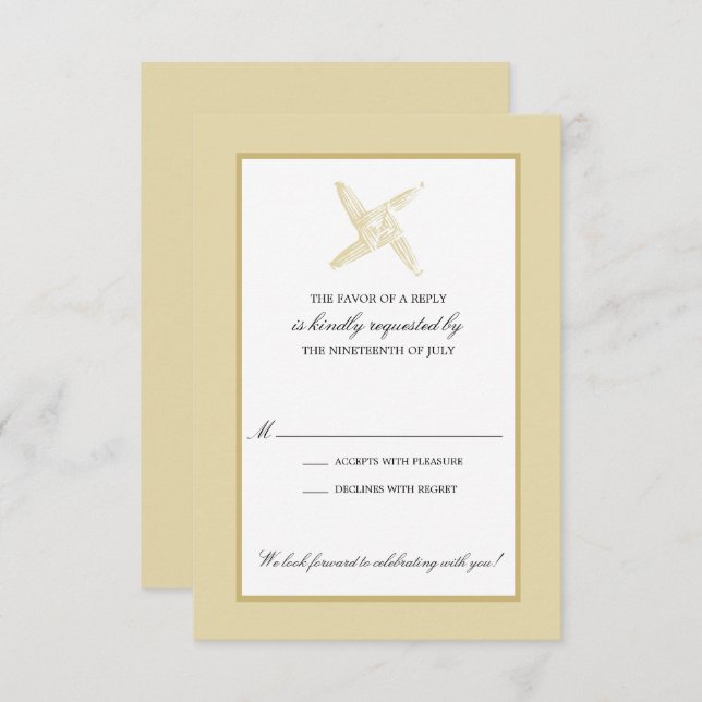 Irish St. Brigid's Cross Wedding RSVP Invitation (Front/Back)
