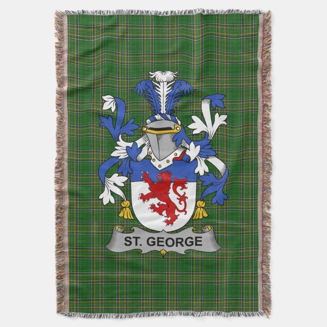  Irish St. George Coat of Arms Family Crest Irelan Throw Blanket (Front Vertical)