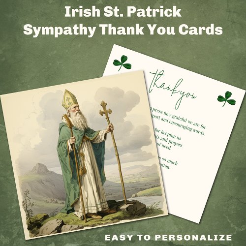 Irish St Patrick Religious Sympathy Condolence Thank You Card